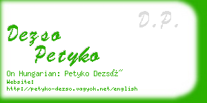 dezso petyko business card